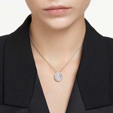 Mesmera pendant, Octagon cut, Small, White, Rhodium plated by SWAROVSKI