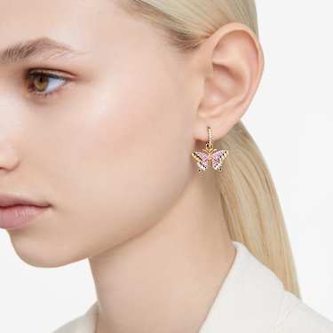 Idyllia 水滴形耳環, 蝴蝶, 漸層色, 鍍金色色調 - Swarovski, 5670055