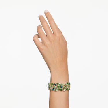 Gema bracelet, Mixed cuts, Green, Gold-tone plated - Swarovski, 5670091