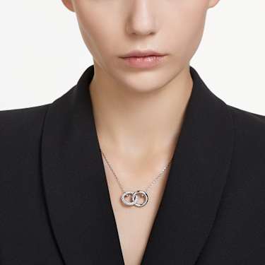 Dextera 펜던트, 인터로킹 루프, 화이트, 로듐 플래팅 - Swarovski, 5670251