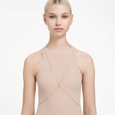 Imber body chain, Mixed cuts, White, Gold-tone plated - Swarovski, 5670555