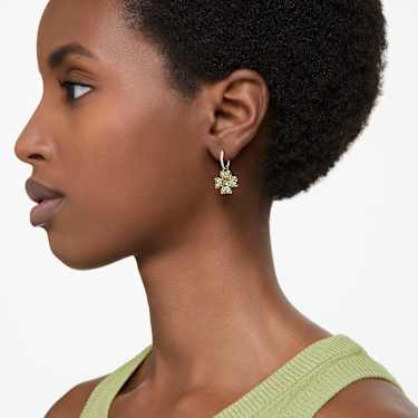 Idyllia Drop-Ohrhänger, Glücksklee, Grün, Goldlegierungsschicht - Swarovski, 5670664