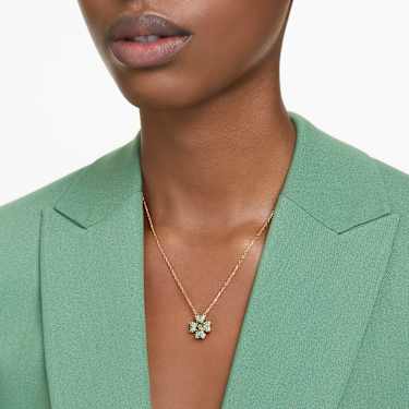 Pingente Idyllia, Trevo de quatro folhas, Verde, Acabamento em ouro de 18 quilates - Swarovski, 5671144