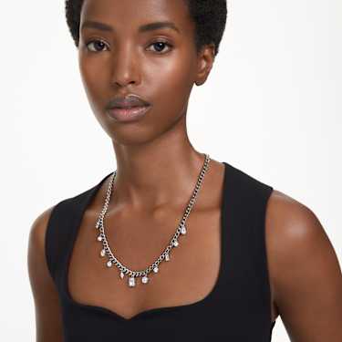 Imber necklace, Mixed cuts, White, Rhodium plated - Swarovski, 5671183