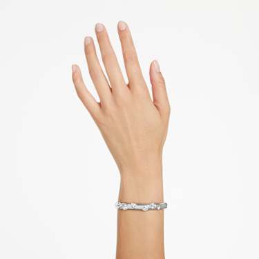 Imber bangle, Mixed cuts, White, Rhodium plated - Swarovski, 5671194