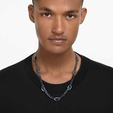 Millenia Halskette, Oktagon-Schliff, Blau, Rutheniert - Swarovski, 5671243