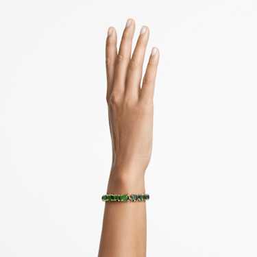 Bracelet Tennis Millenia, Taille octogonale, Dégradé de couleur, Vert, Placage de ton or - Swarovski, 5671258