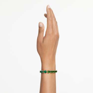 Millenia Tennis bracelet, Octagon cut, Color gradient, Green, Gold-tone plated - Swarovski, 5671258