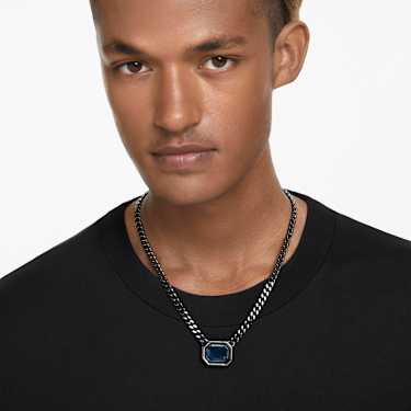 Imber pendant, Octagon cut, Blue, Ruthenium plated - Swarovski, 5671582