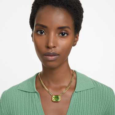 Pendente Imber, Taglio ottagonale, Verde, Placcato color oro - Swarovski, 5671583
