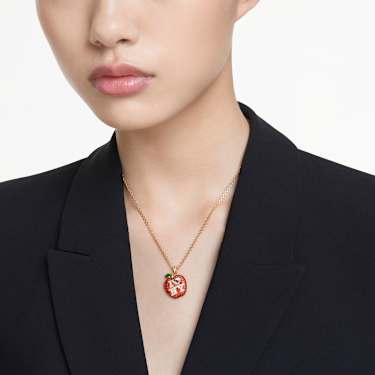 Swarovski I Love NY Pendant Red Gold Tone Plated