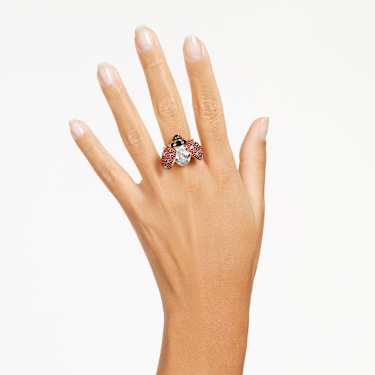 Anillo de c ctel Idyllia Mariquita Rojo Ba o tono oro Swarovski