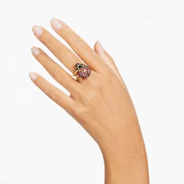 Idyllia cocktail ring Ladybug Red Gold tone plated Swarovski