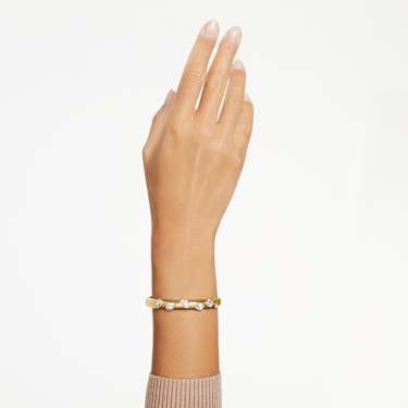 Bracelete Imber, Combinação de lapidações, Branca, Lacado a dourado - Swarovski, 5672669