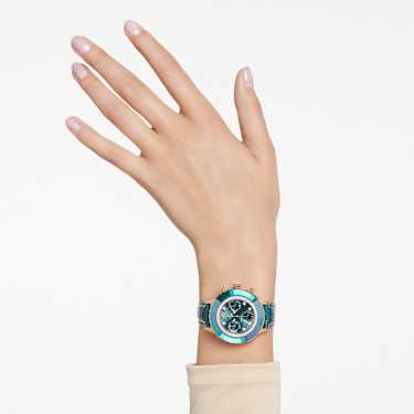Ročna ura Octea Chrono, Izdelano v Švici, Usnjeni jermen, Zelena, Prevleka v rožnato zlatem odtenku - Swarovski, 5672931