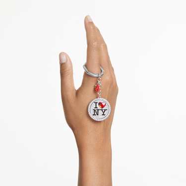 Llavero I LOVE NY, Rojo, Baño de rodio - Swarovski, 5673348