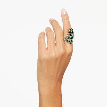 Swarovski ring clearance turning finger green
