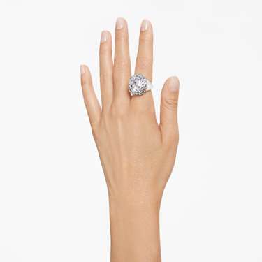 Mesmera cocktail ring, Octagon cut, White, Rhodium plated | Swarovski