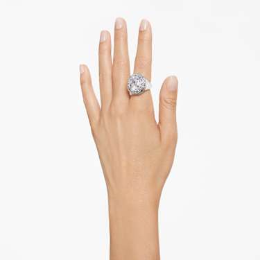 Mesmera Cocktailring, Oktagon-Schliff, Weiß, Silberfarbenes Finish - Swarovski, 5674300