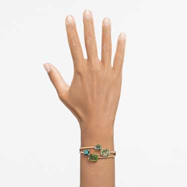 Bracelet-jonc Millenia, Taille octogonale, Vert, Doré à l’or 18 carats (750/1000) - Swarovski, 5674995