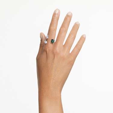 Mesmera 开口戒指, 混合切割, 绿色, 银色润饰 - Swarovski, 5676970
