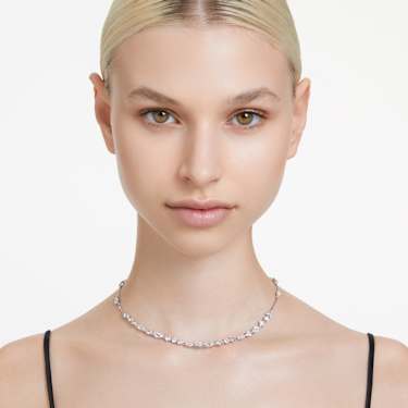 Collar Mesmera, Tallas mixtas, Diseño distribuido, Blanco, Baño de rodio - Swarovski, 5676989