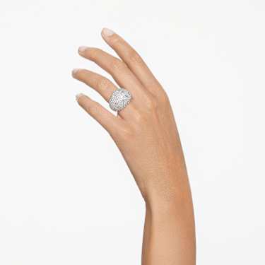 Luna cocktail ring, Moon, White, Rhodium plated - Swarovski, 5677134