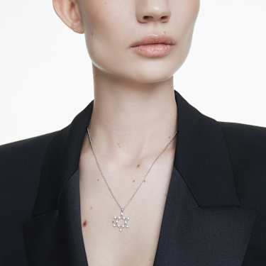 Insigne 펜던트, 라운드 컷, 별, 화이트, 로듐 플래팅 - Swarovski, 5677156