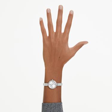 Orologio Matrix Bangle, Fabbricato in Svizzera, Bracciale in cristallo, Bianco, Acciaio inossidabile - Swarovski, 5677487