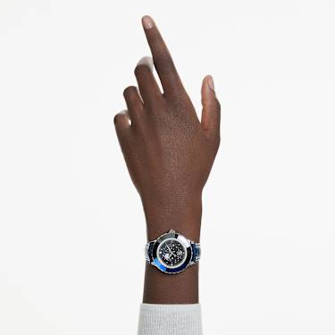 Reloj Octea Moon, Fabricado en Suiza, Luna, Correa de piel, Azul, Acero inoxidable - Swarovski, 5677494