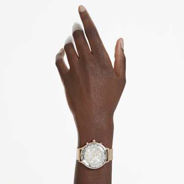 Nova Chrono watch, Swiss Made, Metal bracelet, Gold tone, Champagne gold-tone finish - Swarovski, 5677500
