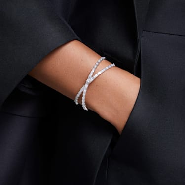 SWAROVSKI Crystal Dust Stainless Steel Plated Cross Cuff (M) – The Freperie