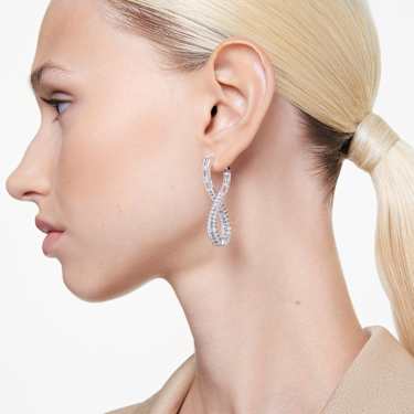 Pendientes Hyperbola, Símbolo del infinito, Blancos, Baño de rodio - Swarovski, 5677628