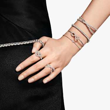 Prsten Hyperbola, Infinity, Bílá, Povrchová úprava ve stříbrném odstínu - Swarovski, 5677630