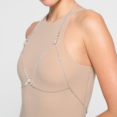 2 Pcs Silver Faux Pearl Straps Luxury Rhinestone Bra Dress Women Bikini  Jewelry Women