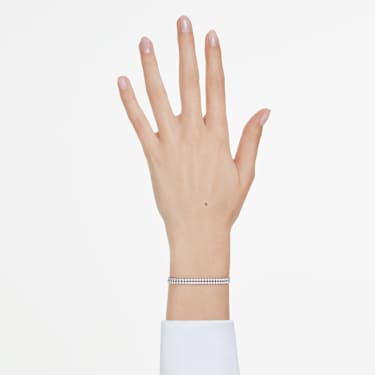Matrix Tennis bracelet, Round cut, White, Rhodium plated - Swarovski, 5678252