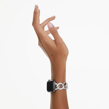 Sparkling chain strap, For Apple Watch® 40mm & 41mm, Silver tone, Stainless steel - Swarovski, 5678671