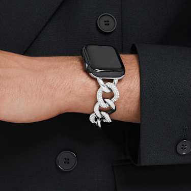 Sparkling chain strap For Apple Watch 40 mm 41mm Silver tone Stainless steel