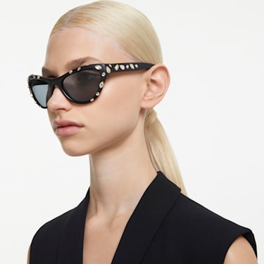 Sunglasses, Cat-eye shape, SK6007, Black - Swarovski, 5679529