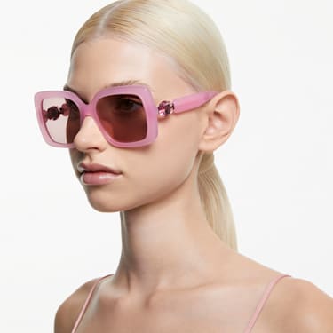 Sunglasses, Oversized, Square shape, SK0061, Pink - Swarovski, 5679538