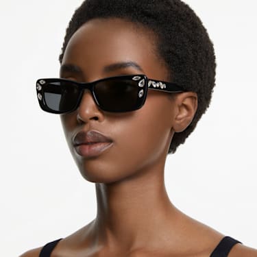 Sunglasses, Rectangular shape, SK6008, Black - Swarovski, 5679545