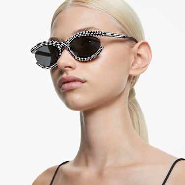 Óculos de sol, Forma oval, SK6006, Preto - Swarovski, 5679553