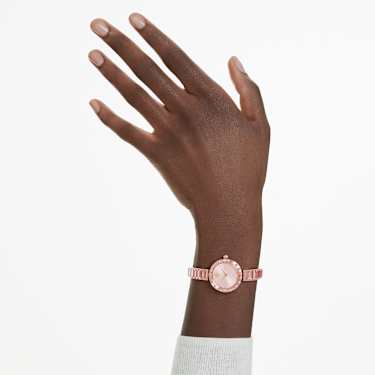Matrix bangle horloge, Swiss Made, Kristallen armband, Roze