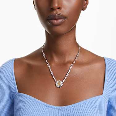 Idyllia nyaklánc, Virág, Sárga, Ródium bevonattal - Swarovski, 5679916
