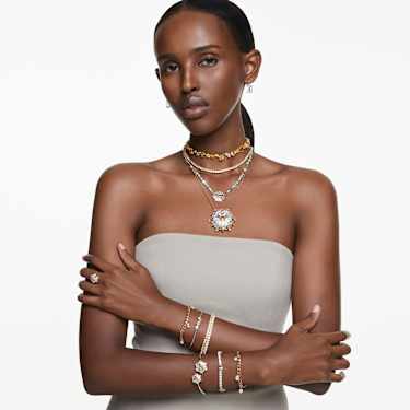 Idyllia karperec, Virág, Sárga, Ródium bevonattal - Swarovski, 5679936