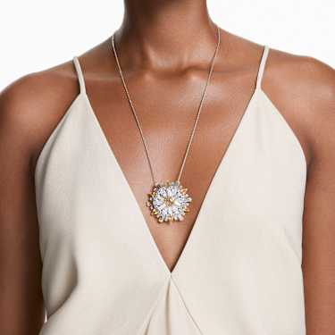 Pendentif et broche Idyllia, Tailles variées, Fleur, Long, Jaunes, Métal rhodié - Swarovski, 5679947