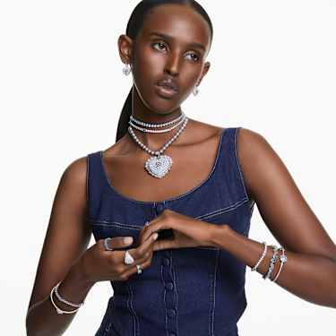 Obročasta zapestnica Idyllia, Roža, Modra, Prevleka iz rodija - Swarovski, 5680014