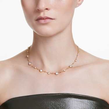 Imber Halskette, Rundschliff, Verstreutes Design, Weiß, Goldlegierungsschicht - Swarovski, 5680090