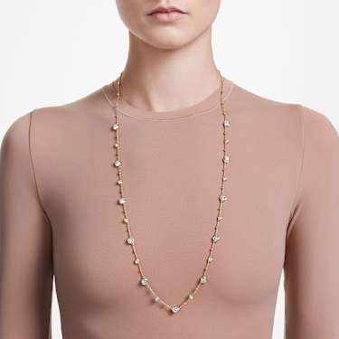 Imber 네크리스, 라운드 컷, 화이트, 골드 톤 플래팅 - Swarovski, 5680091