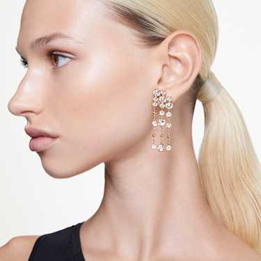 Imber 드롭 이어링, 라운드 컷, 샹들리에, 화이트, 골드 톤 플래팅 - Swarovski, 5680093